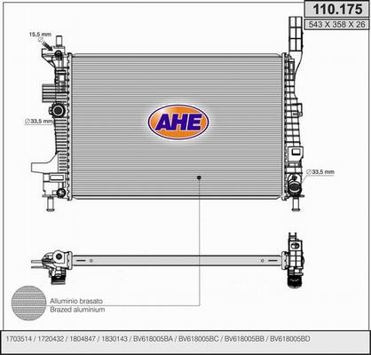 AHE 110.175 - Радиатор, охлаждение двигателя autosila-amz.com