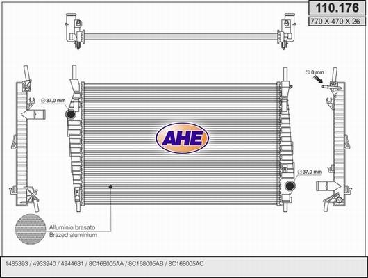 AHE 110.176 - Радиатор, охлаждение двигателя autosila-amz.com