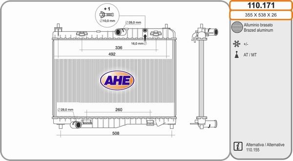AHE 110.171 - Радиатор, охлаждение двигателя autosila-amz.com