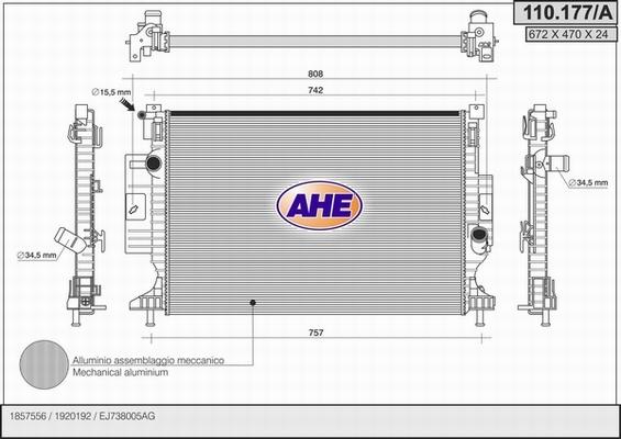 AHE 110.177/A - Радиатор, охлаждение двигателя autosila-amz.com