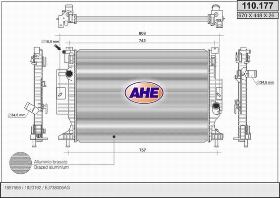 AHE 110.177 - Радиатор, охлаждение двигателя autosila-amz.com