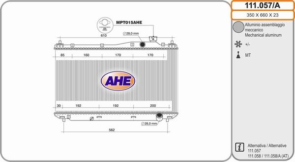 AHE 111.057/A - Радиатор, охлаждение двигателя autosila-amz.com