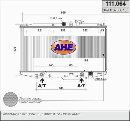 AHE 111.064 - Радиатор, охлаждение двигателя autosila-amz.com