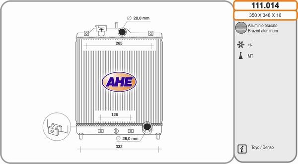 AHE 111.014 - Радиатор, охлаждение двигателя autosila-amz.com