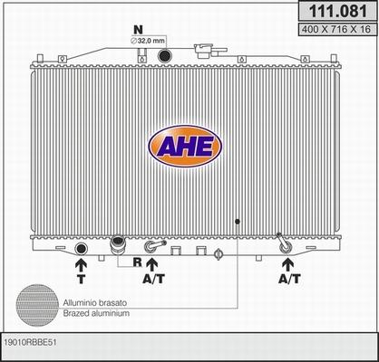 AHE 111.081 - Радиатор, охлаждение двигателя autosila-amz.com