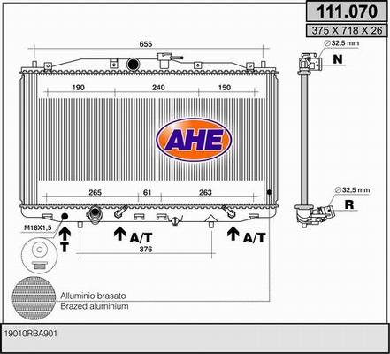 AHE 111.070 - Радиатор, охлаждение двигателя autosila-amz.com