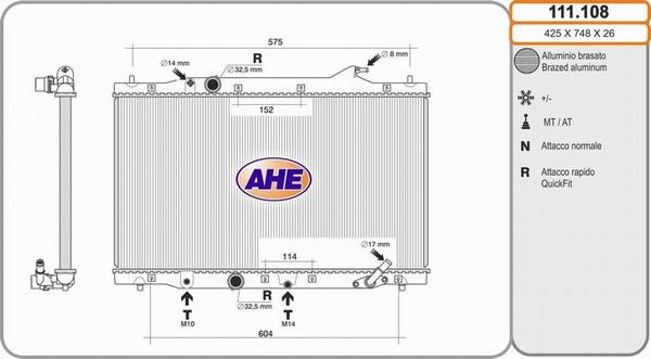AHE 111.108 - Радиатор, охлаждение двигателя autosila-amz.com
