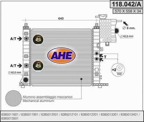 AHE 118.042/A - Радиатор, охлаждение двигателя autosila-amz.com