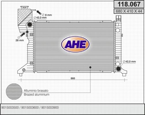 AHE 118.067 - Радиатор, охлаждение двигателя autosila-amz.com