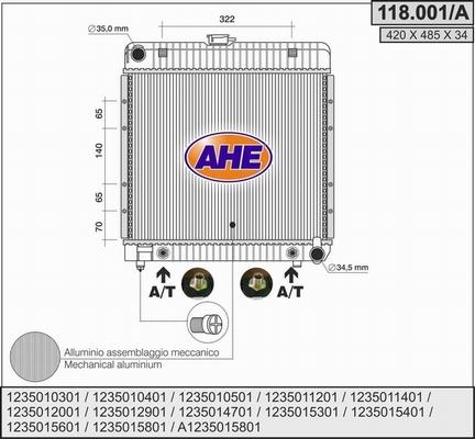 AHE 118.001/A - Радиатор, охлаждение двигателя autosila-amz.com