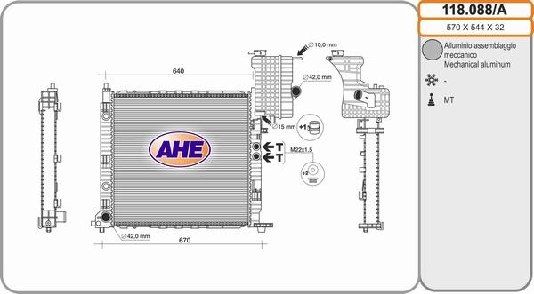 AHE 118.088/A - Радиатор, охлаждение двигателя autosila-amz.com
