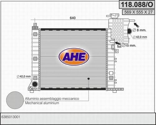 AHE 118.088/O - Радиатор, охлаждение двигателя autosila-amz.com