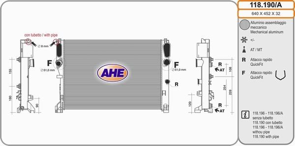 AHE 118.190/A - Радиатор, охлаждение двигателя autosila-amz.com