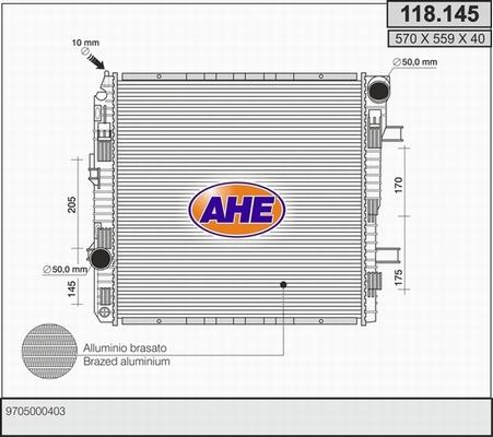 AHE 118.145 - Радиатор, охлаждение двигателя autosila-amz.com
