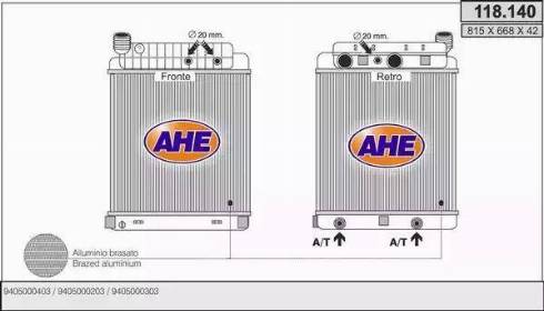 AHE 118.140 - Радиатор, охлаждение двигателя autosila-amz.com
