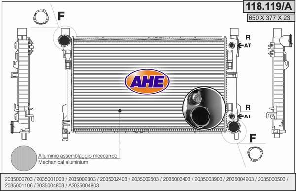 AHE 118.119/A - Радиатор, охлаждение двигателя autosila-amz.com