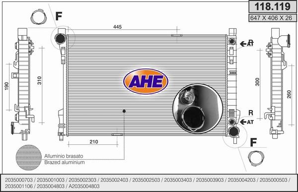 AHE 118.119 - Радиатор, охлаждение двигателя autosila-amz.com