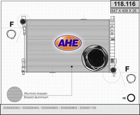 AHE 118.116 - Радиатор, охлаждение двигателя autosila-amz.com