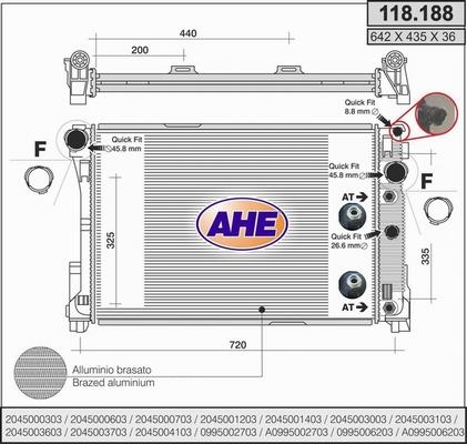 AHE 118.188 - Радиатор, охлаждение двигателя autosila-amz.com