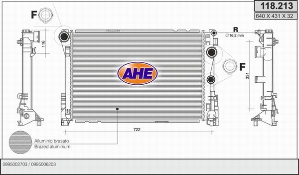 AHE 118.213 - Радиатор, охлаждение двигателя autosila-amz.com