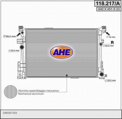 AHE 118.217/A - Радиатор, охлаждение двигателя autosila-amz.com