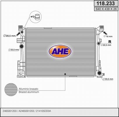 AHE 118.233 - Радиатор, охлаждение двигателя autosila-amz.com