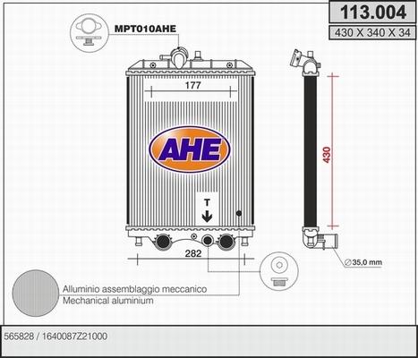 AHE 113.004 - Радиатор, охлаждение двигателя autosila-amz.com