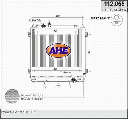 AHE 112.055 - Радиатор, охлаждение двигателя autosila-amz.com