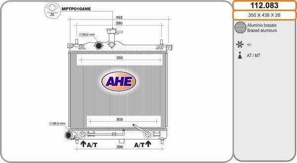 AHE 112.083 - Радиатор, охлаждение двигателя autosila-amz.com