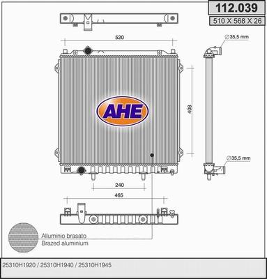 AHE 112.039 - Радиатор, охлаждение двигателя autosila-amz.com