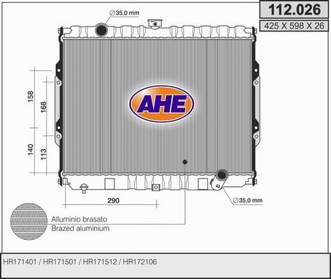 AHE 112.026 - Радиатор, охлаждение двигателя autosila-amz.com