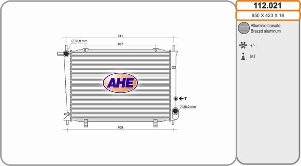 AHE 112.021 - Радиатор, охлаждение двигателя autosila-amz.com