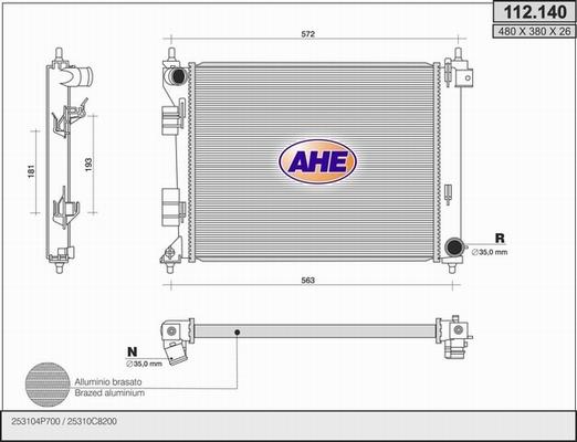 AHE 112.140 - Радиатор, охлаждение двигателя autosila-amz.com