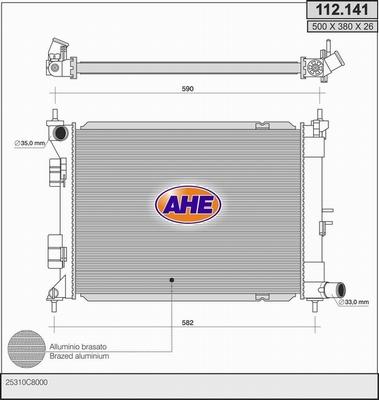 AHE 112141 - Радиатор, охлаждение двигателя autosila-amz.com