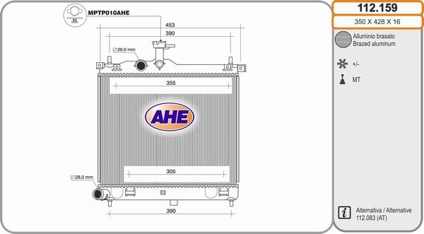 AHE 112.159 - Радиатор, охлаждение двигателя autosila-amz.com