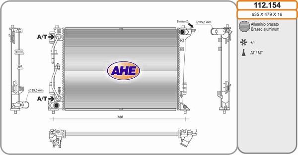 AHE 112.154 - Радиатор, охлаждение двигателя autosila-amz.com