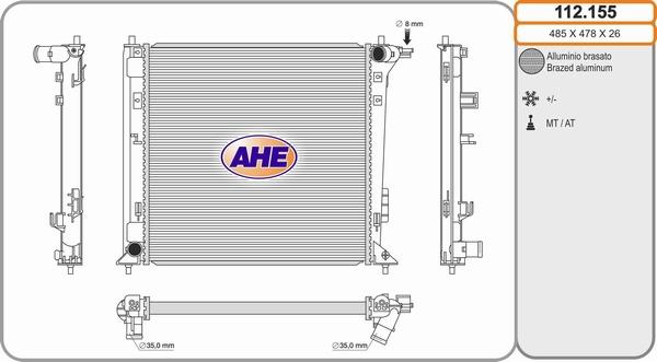 AHE 112.155 - Радиатор, охлаждение двигателя autosila-amz.com
