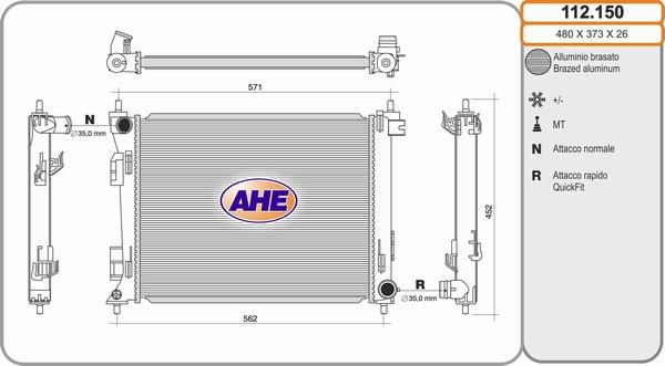 AHE 112.150 - Радиатор, охлаждение двигателя autosila-amz.com