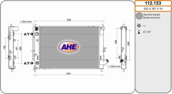 AHE 112.153 - Радиатор, охлаждение двигателя autosila-amz.com