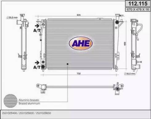 AHE 112.115 - Радиатор, охлаждение двигателя autosila-amz.com
