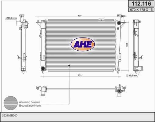 AHE 112.116 - Радиатор, охлаждение двигателя autosila-amz.com