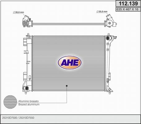 AHE 112.139 - Радиатор, охлаждение двигателя autosila-amz.com
