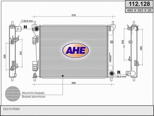 AHE 112.128 - Радиатор, охлаждение двигателя autosila-amz.com