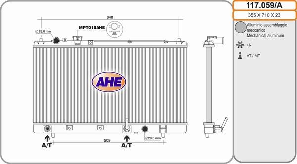 AHE 117.059/A - Радиатор, охлаждение двигателя autosila-amz.com
