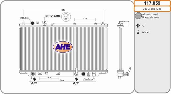 AHE 117.059 - Радиатор, охлаждение двигателя autosila-amz.com