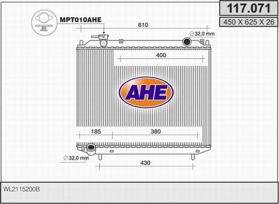 AHE 117.071 - Радиатор, охлаждение двигателя autosila-amz.com