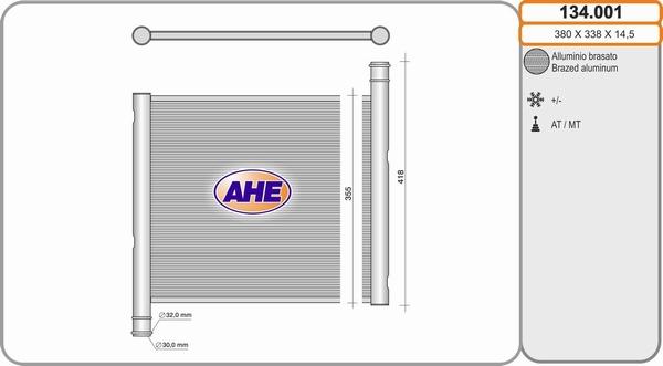 AHE 134.001 - Радиатор, охлаждение двигателя autosila-amz.com