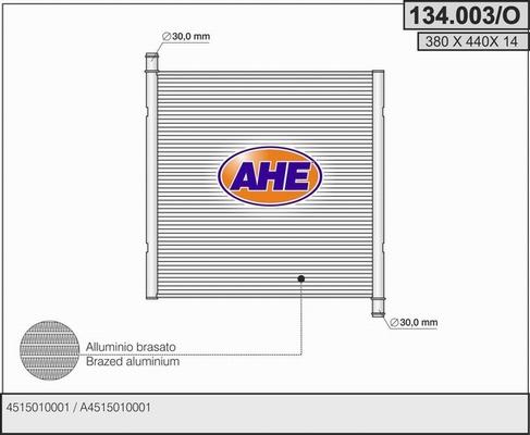 AHE 134.003/O - Радиатор, охлаждение двигателя autosila-amz.com