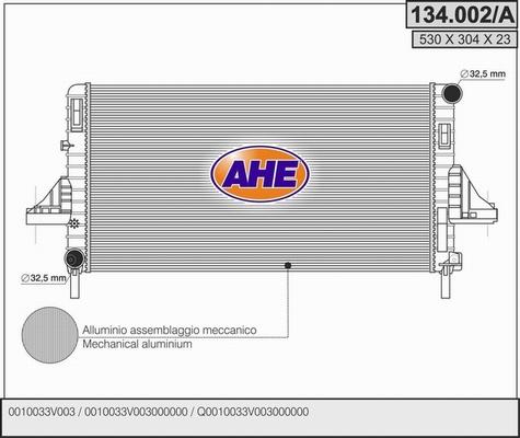 AHE 134.002/A - Радиатор, охлаждение двигателя autosila-amz.com