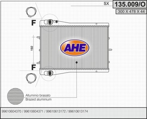 AHE 135.009/O - Радиатор, охлаждение двигателя autosila-amz.com